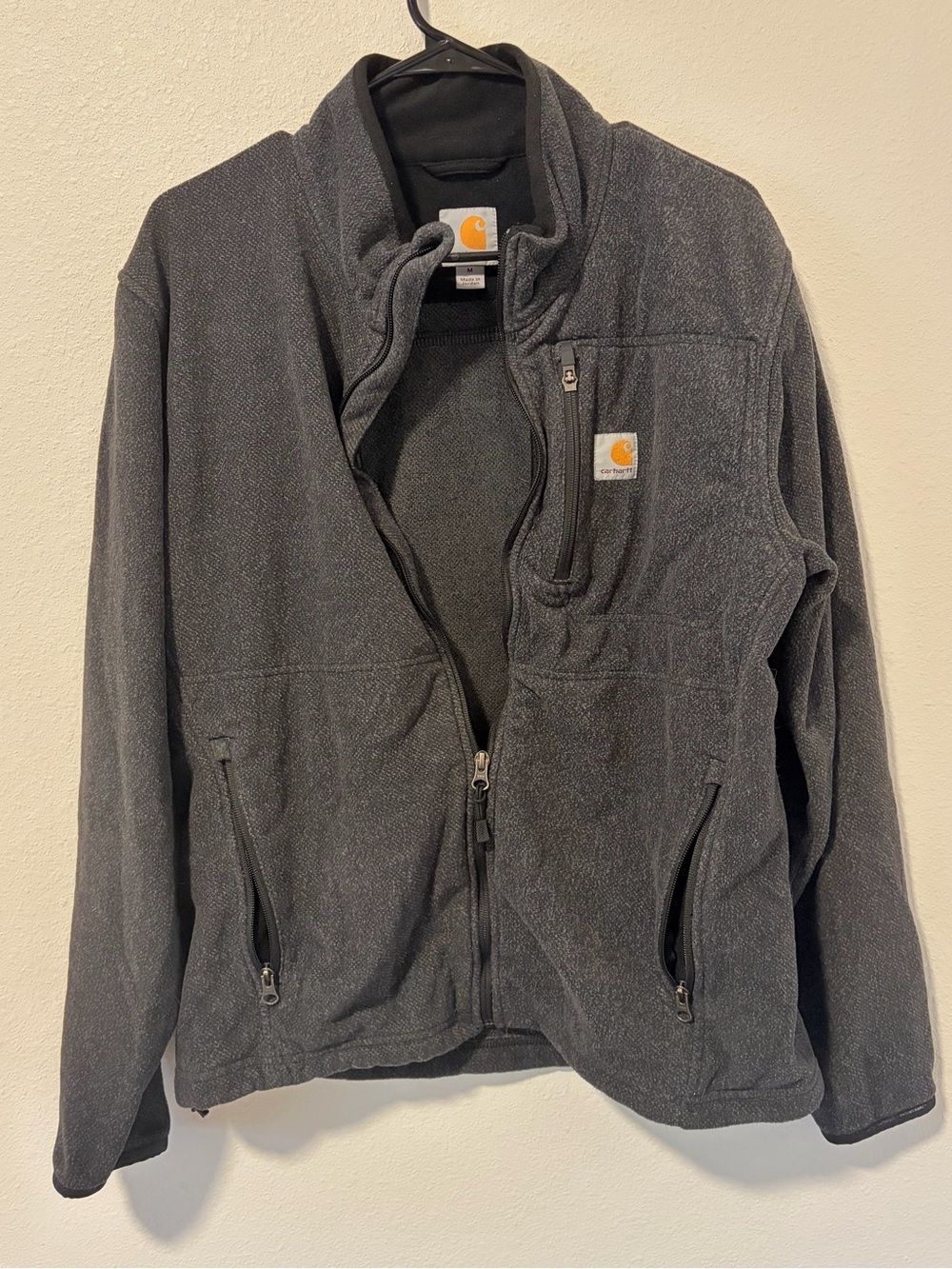 Carhartt Dalton Fleece Jacket Mens Medium Grey Full Zip Workwear Sweater 103832